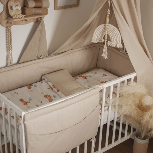 ZESTAW wyposażenie do łóżeczka 5 elementów W DROGĘ, MISIU! + BEŻ