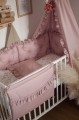 ZESTAW wyposażenie do łóżeczka 7 elementów KWIATOWE ECHO + BRUDNY RÓŻ