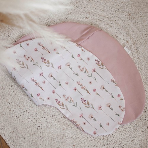 Dodatkowa poszewka na poduszkę do karmienia KWIATOWE ECHO + BRUDNY RÓŻ