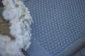 Mięciutki Kocyk Tkany BAMBUSOWY 100x85 BLUE JEANS wzór RYŻYK 100% przędza bambusowa