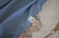 Mięciutki Kocyk Tkany BAMBUSOWY 100x85 BLUE JEANS wzór GŁADKI 100% przędza bambusowa