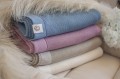 Mięciutki Kocyk Tkany BAMBUSOWY 100x85 BLUE JEANS wzór GŁADKI 100% przędza bambusowa