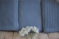Mięciutki Kocyk Tkany BAMBUSOWY 100x85 BLUE JEANS wzór GŁADKI 100% przędza bambusowa