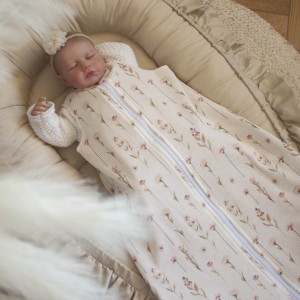 Śpiworek LETNI do spania 0-6 miesięcy KWIATOWE ECHO TOG 0,5 bez wypełnienia podwójny suwak 