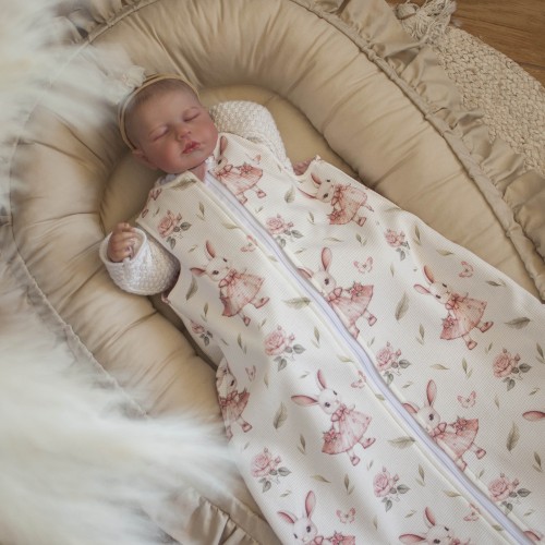 Śpiworek LETNI do spania 0-6 miesięcy PANI KRÓLIK TOG 0,5 bez wypełnienia podwójny suwak