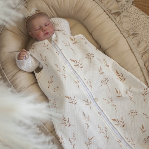Śpiworek LETNI do spania 0-6 miesięcy FILIGRANOWE GAŁĄZKI TOG 0,5 bez wypełnienia podwójny suwak