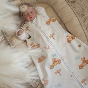 Śpiworek LETNI do spania 0-6 miesięcy W DROGĘ, MISIU! TOG 0,5 bez wypełnienia podwójny suwak 