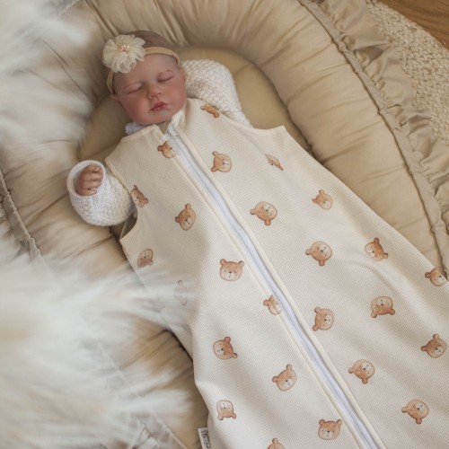 Śpiworek LETNI do spania 0-6 miesięcy MISIE TOG 0,5 bez wypełnienia podwójny suwak