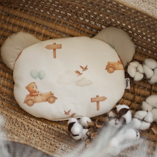 Poduszka WAFEL PREMIUM MIŚ do wózka W DROGĘ,MISIU!+BEŻ