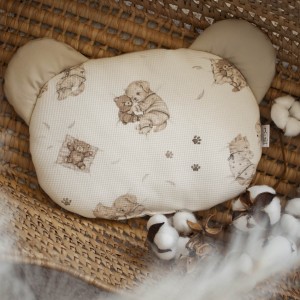 Poduszka WAFEL PREMIUM MIŚ do wózka PUPILOWA NOCOWANKA+BEŻ