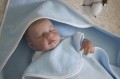 Duże okrycie kąpielowe ręcznik, ręczniczek z kapturkiem milutkie Frotte BABY BLUE 95x95.jpg
