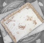 PODUSZKA do łóżeczka z wypełnieniem z falbankami PODNIEBNE SNY + BEŻ  