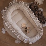 Kokon niemowlęcy BOHO BEŻ z kuleczkami