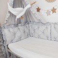 Ochraniacz pikowany 3 panele 30x70 cm do łóżeczka 140x70 z falbankami SZARY