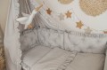 Ochraniacz pikowany 3 panele 30x70 cm do łóżeczka 140x70 z falbankami SZARY 6