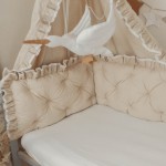 Ochraniacz pikowany 3 panele 30x70 cm KORONKA do łóżeczka 140x70 z falbankami  BEŻ 