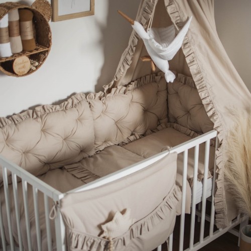ZESTAW wyposażenie do łóżeczka 7 elementów BEŻ