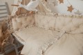 Ochraniacz pikowany 3 panele 30x60 cm KORONKA do łóżeczka 120x60 z falbankami BEŻ 2