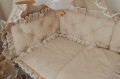 Ochraniacz pikowany 3 panele 30x60 cm KORONKA do łóżeczka 120x60 z falbankami BEŻ 3