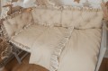 Ochraniacz pikowany 3 panele 30x60 cm KORONKA do łóżeczka 120x60 z falbankami BEŻ 4