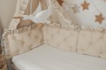 Ochraniacz pikowany 3 panele 30x60 cm KORONKA do łóżeczka 120x60 z falbankami BEŻ 6