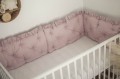 Ochraniacz pikowany 3 panele 30x60 cm do łóżeczka 120x60 z falbankami BRUDNY RÓŻ 3