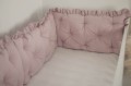 Ochraniacz pikowany 3 panele 30x60 cm do łóżeczka 120x60 z falbankami BRUDNY RÓŻ 5