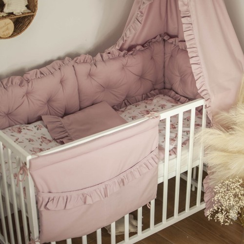 ZESTAW wyposażenie do łóżeczka 7 elementów PANI KRÓLIK + BRUDNY RÓŻ