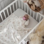 Milutki kocyk otulacz bawełniany WAFELEK FILIGRANOWE GAŁĄZKI 90x70 