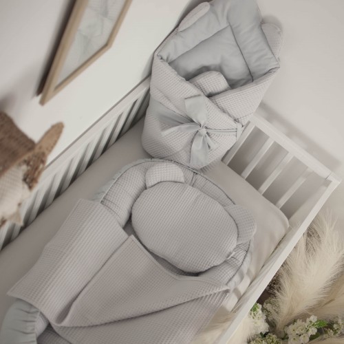 Wyprawka dla noworodka WAFEL zmiękczany 4 elementy SZARY