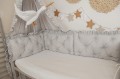 Ochraniacz pikowany 3 panele 30x60 cm do łóżeczka 120x60 z falbankami SZARY  1