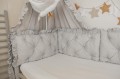 Ochraniacz pikowany 3 panele 30x60 cm do łóżeczka 120x60 z falbankami SZARY  2